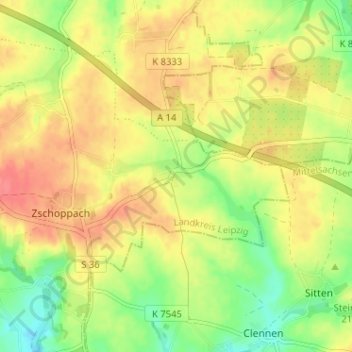 Draschwitz topographic map, elevation, terrain