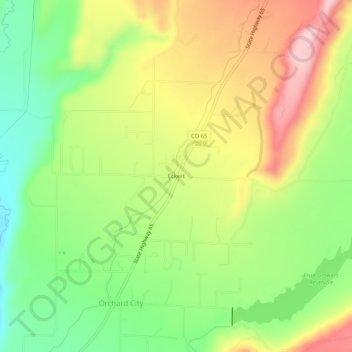Eckert topographic map, elevation, terrain