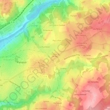 Château de la Rue topographic map, elevation, terrain