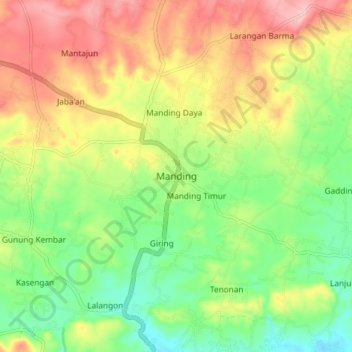 Manding topographic map, elevation, terrain