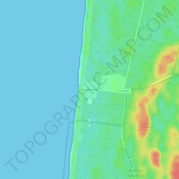 Hourtin Plage topographic map, elevation, terrain