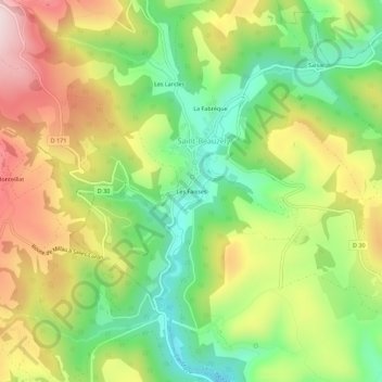 Les Faisses topographic map, elevation, terrain