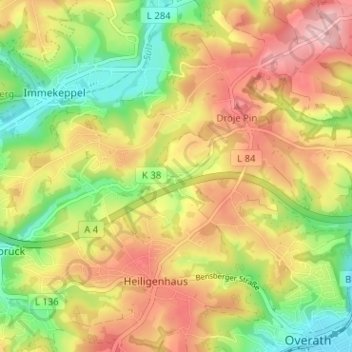 Oberbech topographic map, elevation, terrain