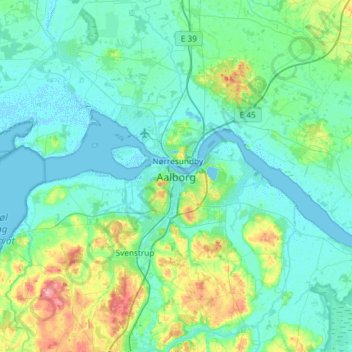 Aalborg topographic map, elevation, terrain