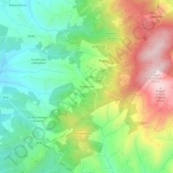 Tavarnuzze topographic map, elevation, terrain