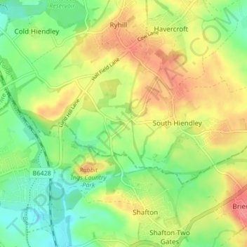 Felkirk topographic map, elevation, terrain