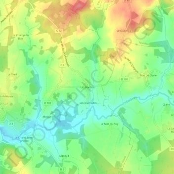 Les Bordes topographic map, elevation, terrain