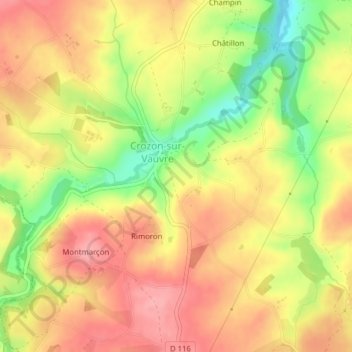 Champ de Crozon topographic map, elevation, terrain