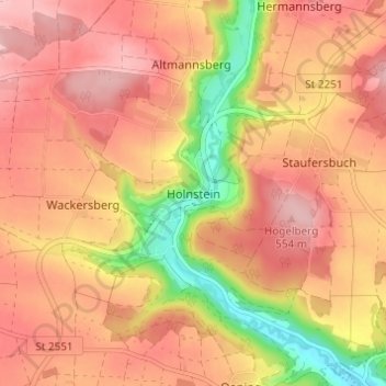 Holnstein topographic map, elevation, terrain