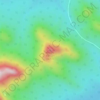 Mount Hassell topographic map, elevation, terrain