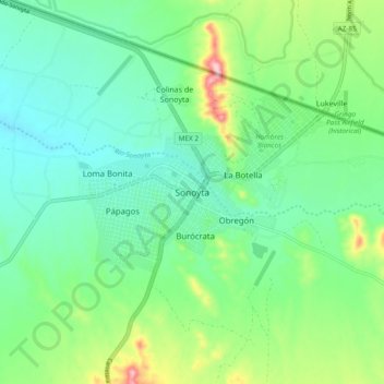 Sonoyta topographic map, elevation, terrain