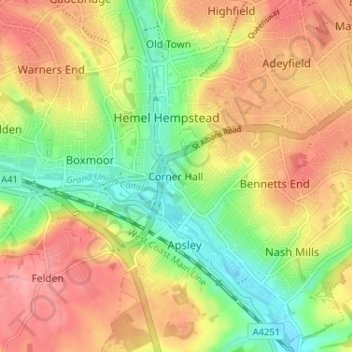 Corner Hall topographic map, elevation, terrain