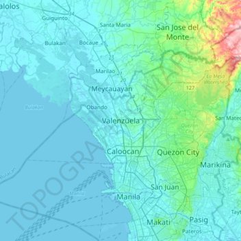 Valenzuela topographic map, elevation, terrain