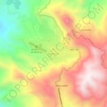Molango topographic map, elevation, terrain