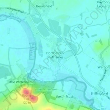 Dorchester-on-Thames topographic map, elevation, terrain