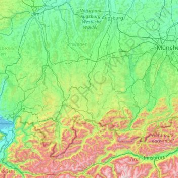 Ostallgäu topographic map, elevation, terrain