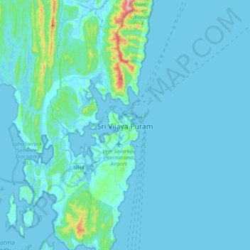Port Blair topographic map, elevation, terrain