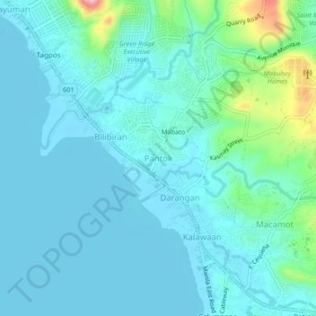 Pantok topographic map, elevation, terrain