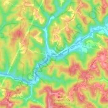 Walker topographic map, elevation, terrain