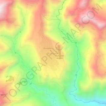 Rumjatar topographic map, elevation, terrain