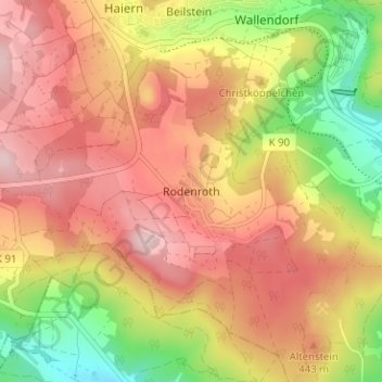 Rodenroth topographic map, elevation, terrain