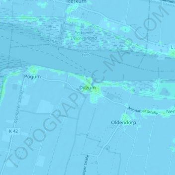 Ditzum topographic map, elevation, terrain
