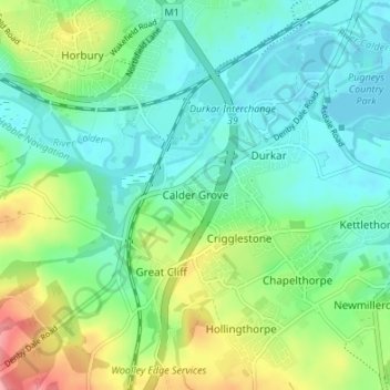 Calder Grove topographic map, elevation, terrain
