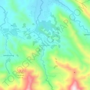 Lamhako topographic map, elevation, terrain