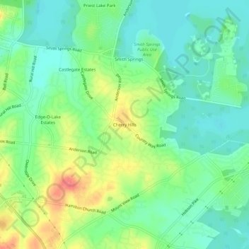 Cherry Hills topographic map, elevation, terrain