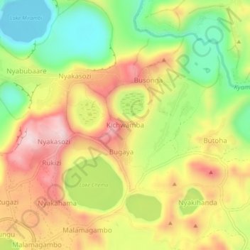 Kichwamba topographic map, elevation, terrain
