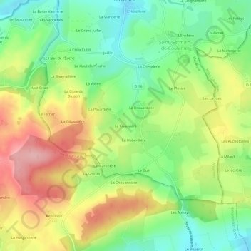 La Chauvière topographic map, elevation, terrain