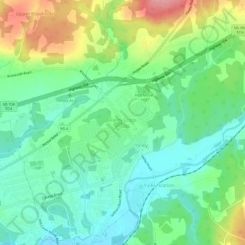 Valley Cross Roads topographic map, elevation, terrain