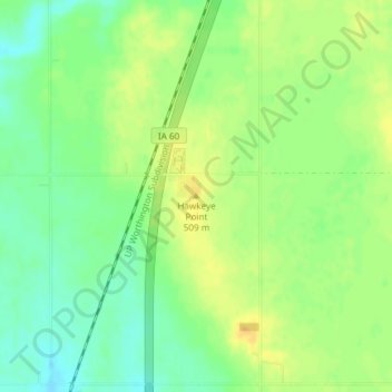 Hawkeye Point topographic map, elevation, terrain