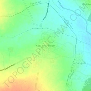 Kothamangalam topographic map, elevation, terrain