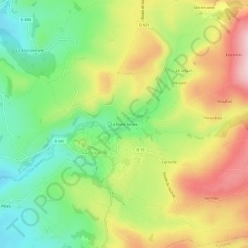 La Borie Neuve topographic map, elevation, terrain