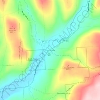 South Otselic topographic map, elevation, terrain