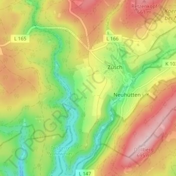 Hochwaldhof topographic map, elevation, terrain