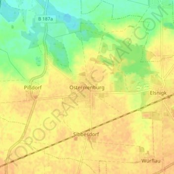 Osternienburg topographic map, elevation, terrain