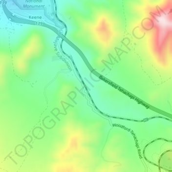 Woodford topographic map, elevation, terrain