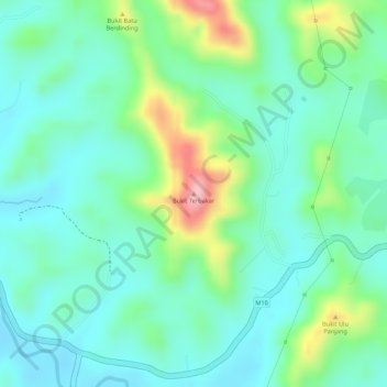 Bukit Terbakar topographic map, elevation, terrain