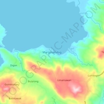 Margosatubig topographic map, elevation, terrain