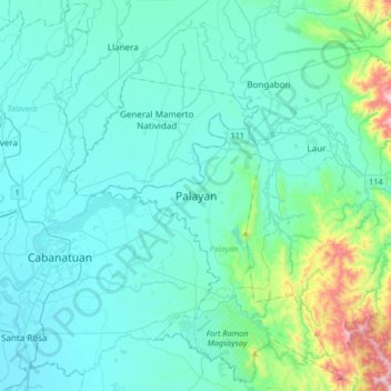 Palayan topographic map, elevation, terrain