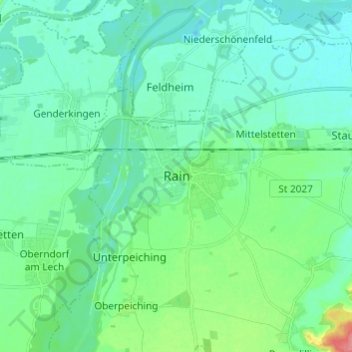 Rain topographic map, elevation, terrain