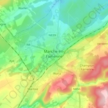 Marche-en-Famenne topographic map, elevation, terrain