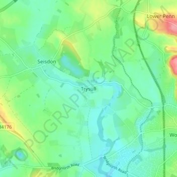 Trysull topographic map, elevation, terrain