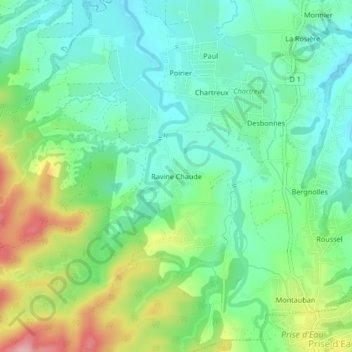 Ravine Chaude topographic map, elevation, terrain