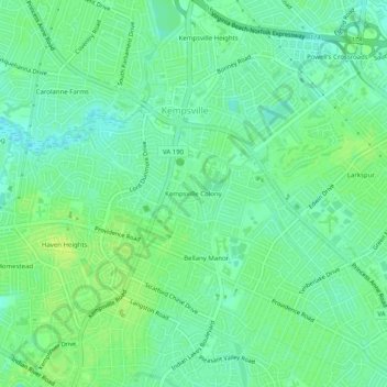 Kempsville Colony topographic map, elevation, terrain