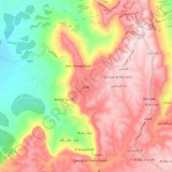 Yafran topographic map, elevation, terrain