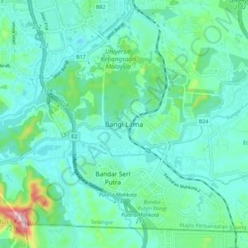 Bangi Lama topographic map, elevation, terrain
