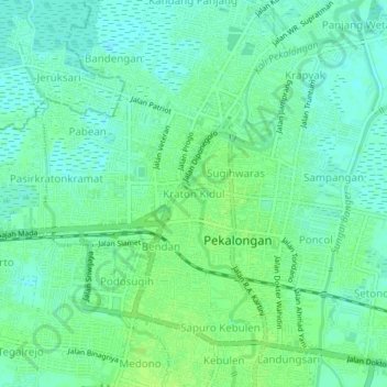 Kraton Kidul topographic map, elevation, terrain